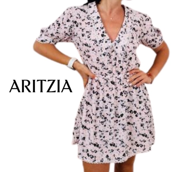 Sunday Best Aritzia New Aki Dress Floral Lace - Pale Ice/Momo Peach - Size XS - Picture 1 of 15